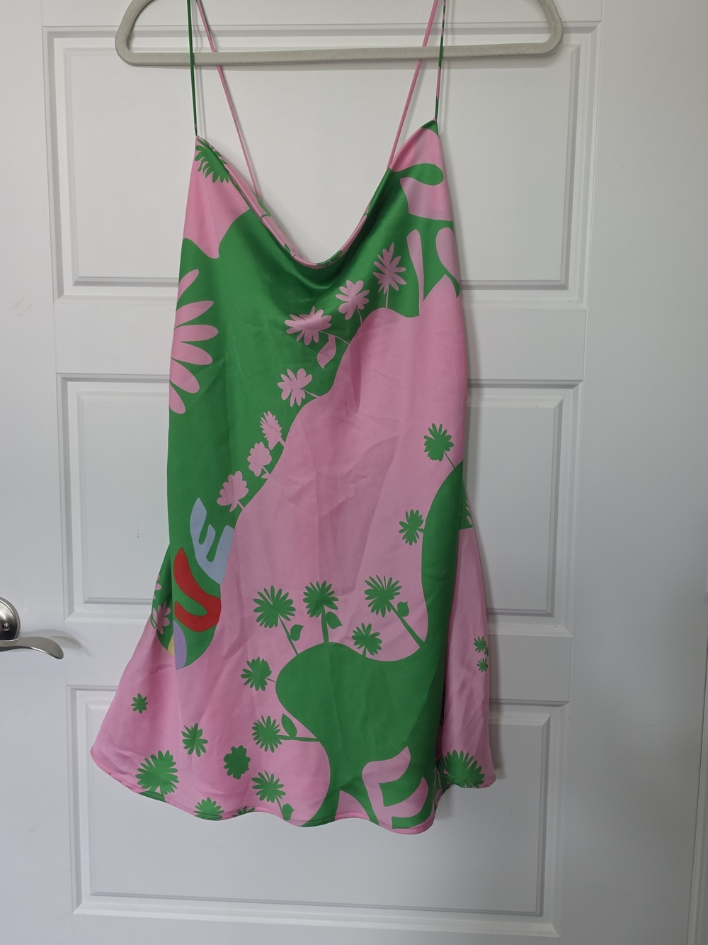 Zara Pink and Green Floral Slip Dress - Picture 2 of 5